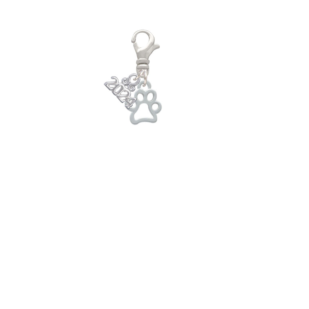 Delight Jewelry Silvertone Small Open Paw Clip on Charm with Year 2024 Image 2