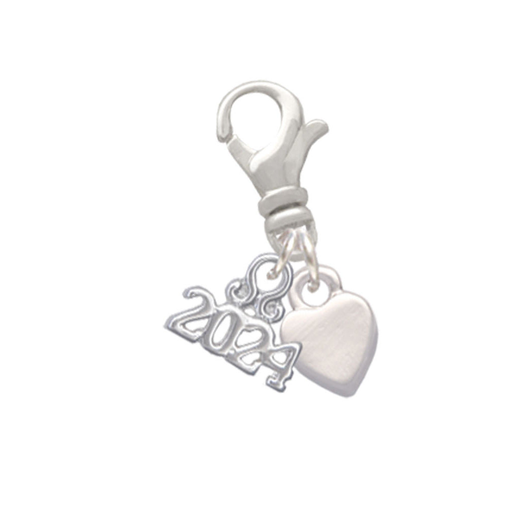 Delight Jewelry Silvertone Mini Smooth Heart Clip on Charm with Year 2024 Image 1