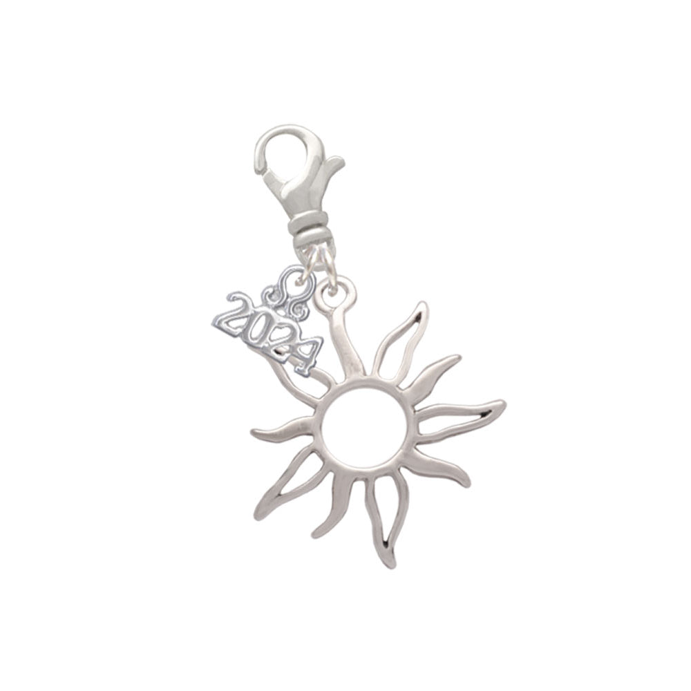 Delight Jewelry Silvertone Open Design Sun Clip on Charm with Year 2024 Image 1