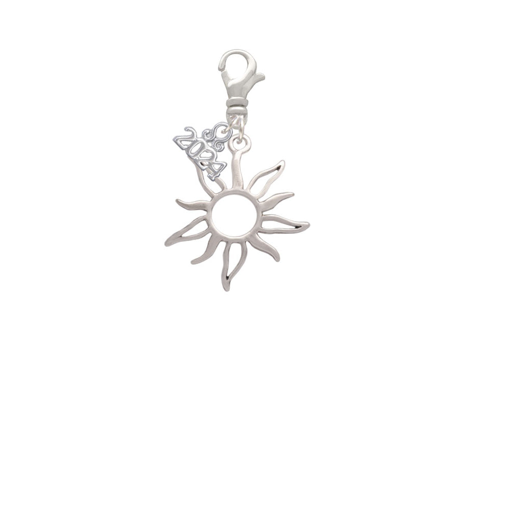 Delight Jewelry Silvertone Open Design Sun Clip on Charm with Year 2024 Image 2