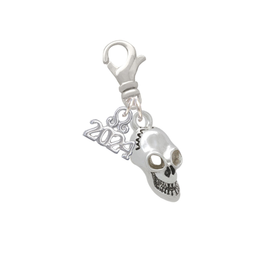 Delight Jewelry Silvertone Medium Skull Clip on Charm with Year 2024 Image 1