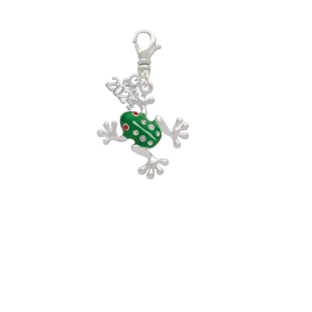 Delight Jewelry Silvertone Green Frog with Crystals Clip on Charm with Year 2024 Image 2