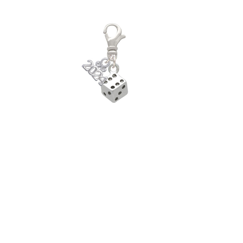 Delight Jewelry Silvertone Dice Clip on Charm with Year 2024 Image 2