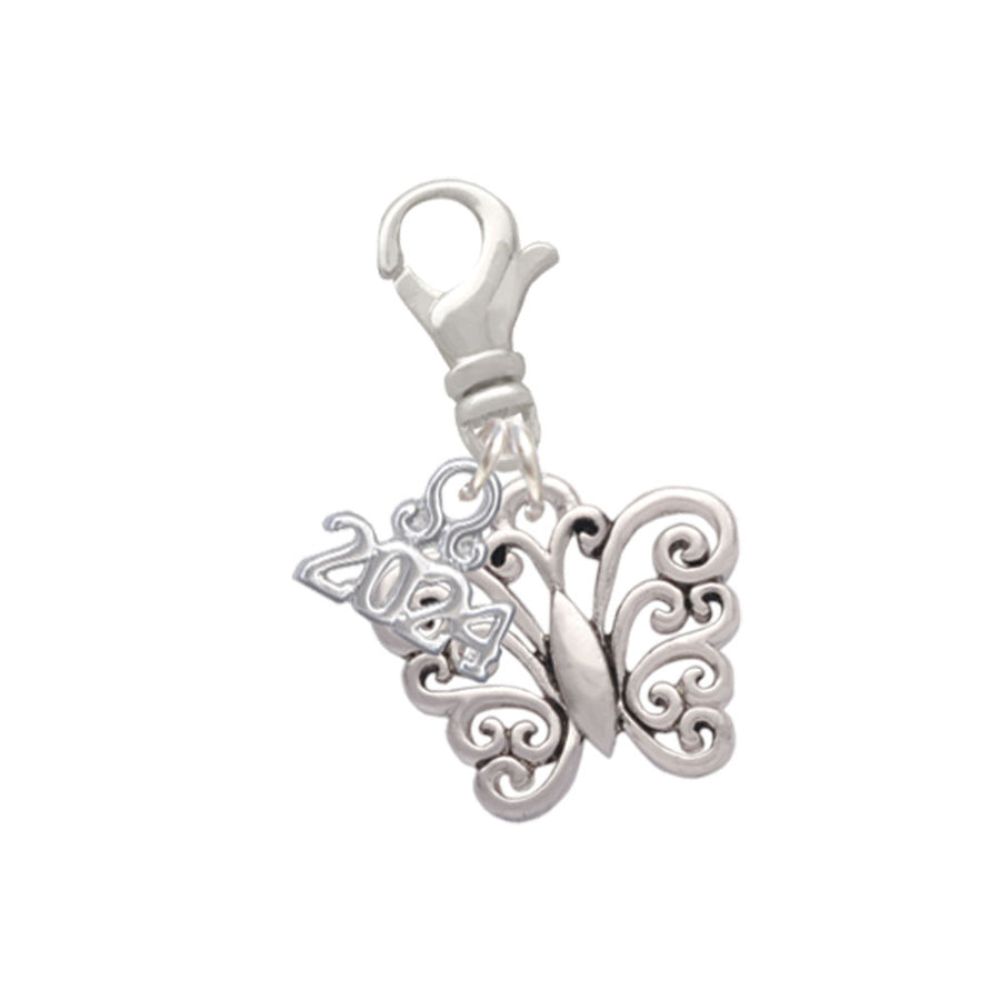 Delight Jewelry Filigree Curls Butterfly Clip on Charm with Year 2024 Image 1