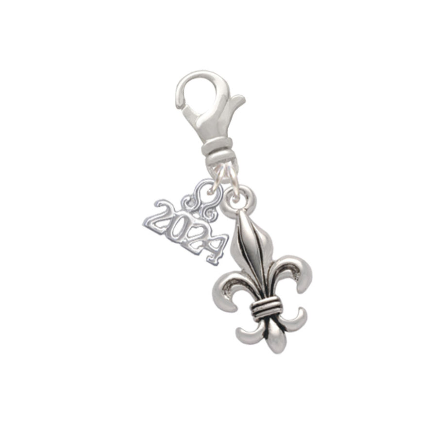 Delight Jewelry Medium Antiqued Fleur di Lis Clip on Charm with Year 2024 Image 1