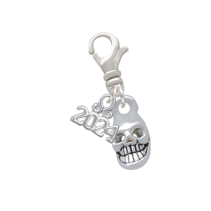 Delight Jewelry Silvertone Mini Skull Clip on Charm with Year 2024 Image 1