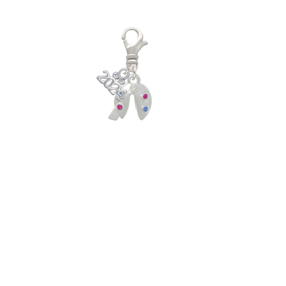 Delight Jewelry Multicolored Crystal Fortune Cookie Clip on Charm with Year 2024 Image 2