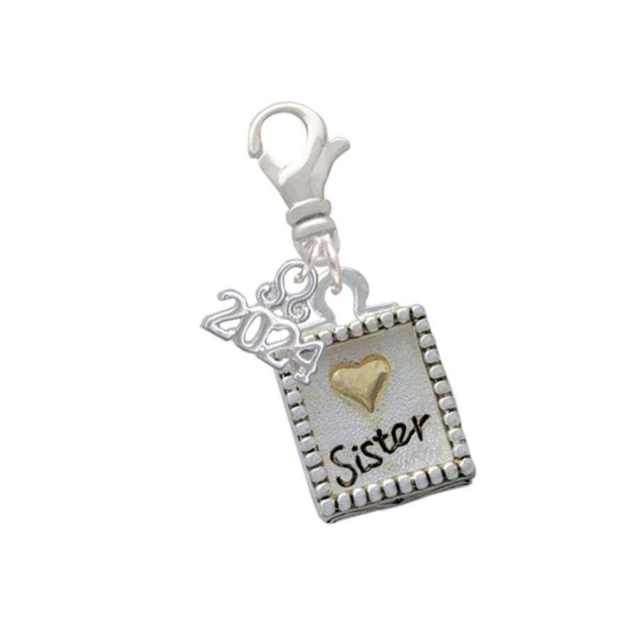 Delight Jewelry Shadow Box Sister with Goldtone Heart Clip on Charm with Year 2024 Image 1