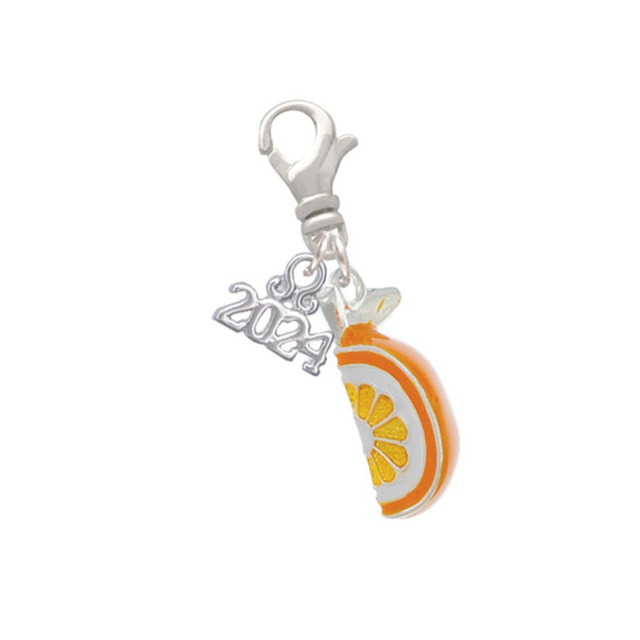 Delight Jewelry 3-D Enamel Orange Slice Clip on Charm with Year 2024 Image 1