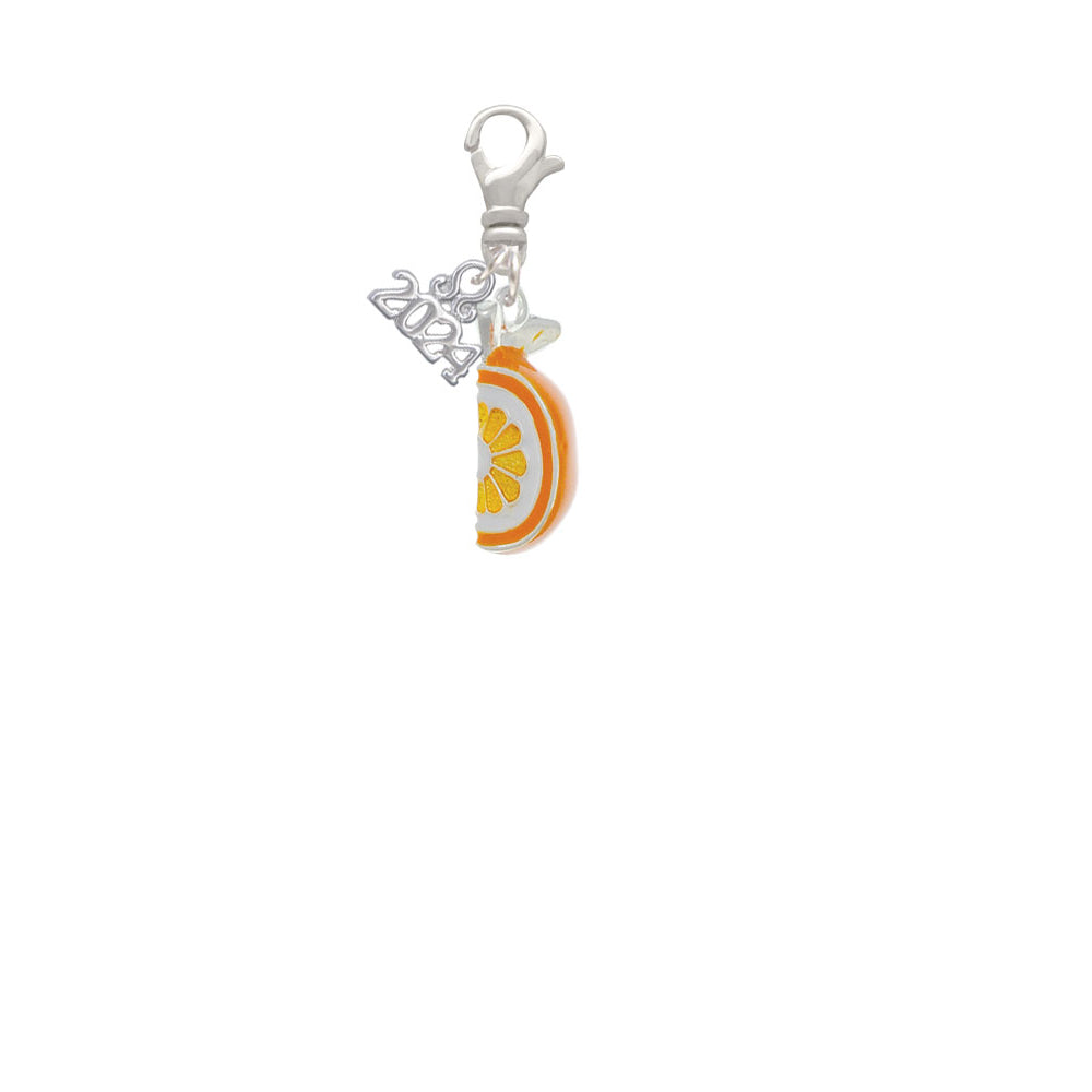 Delight Jewelry 3-D Enamel Orange Slice Clip on Charm with Year 2024 Image 2