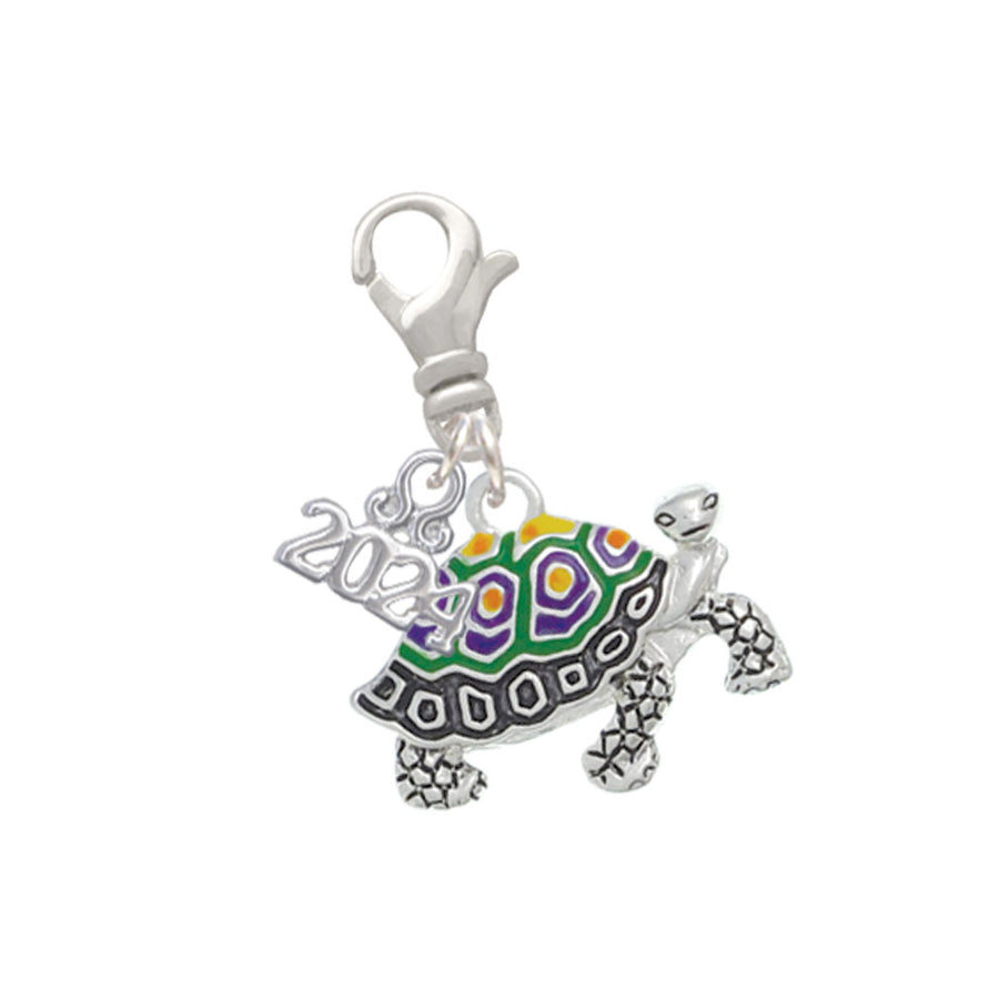Delight Jewelry Enamel Side Turtle Clip on Charm with Year 2024 Image 1