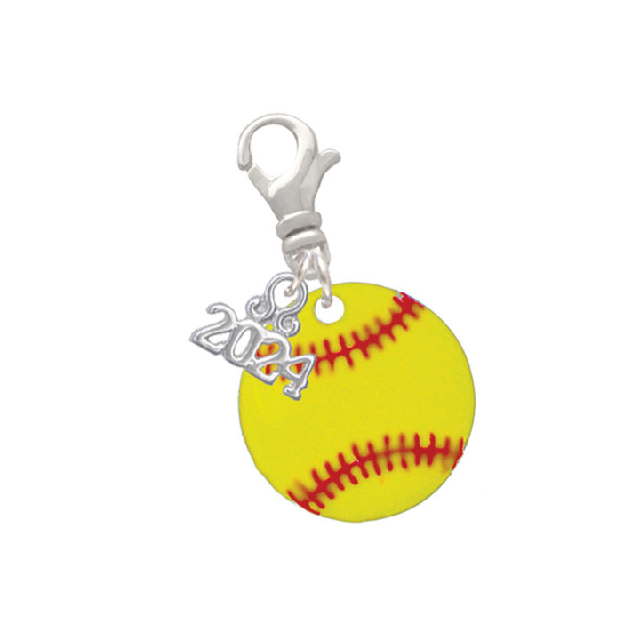 Delight Jewelry 3/4 Enamel Softball Clip on Charm with Year 2024 Image 1