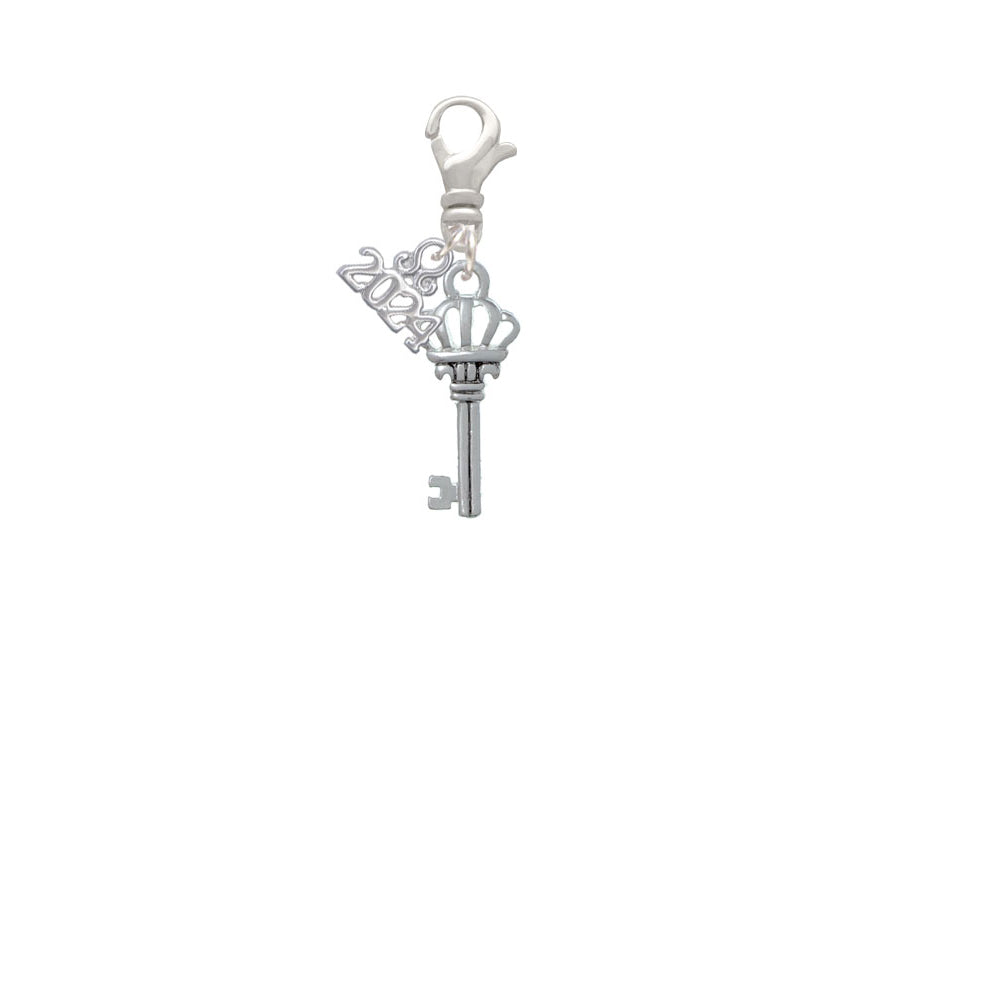 Delight Jewelry Silvertone Crown Key Clip on Charm with Year 2024 Image 2