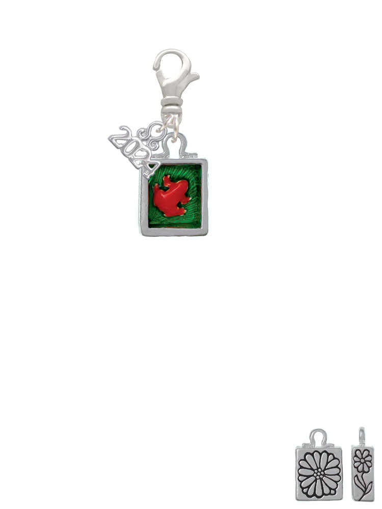 Delight Jewelry Silvertone Red Tree Frog in Shadow Box Clip on Charm with Year 2024 Image 2