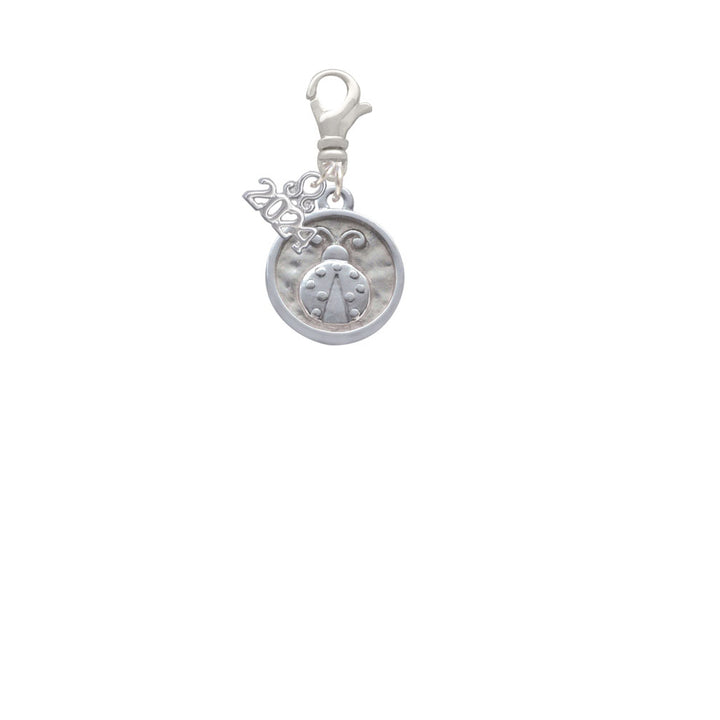 Delight Jewelry Silvertone Ladybug - Round Seal Clip on Charm with Year 2024 Image 2