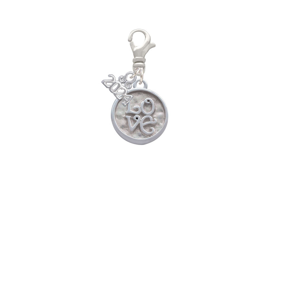 Delight Jewelry Silvertone Love Square - Round Seal Clip on Charm with Year 2024 Image 2