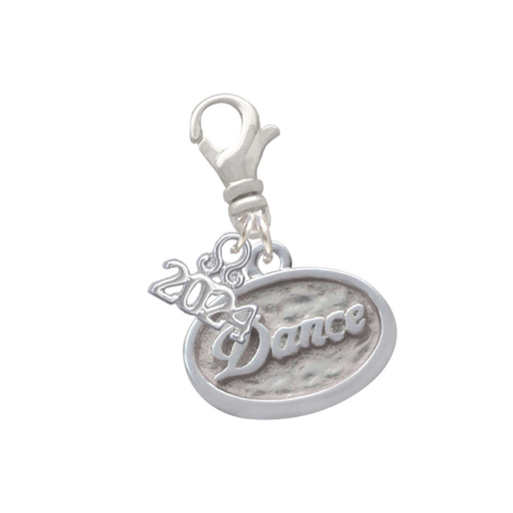 Delight Jewelry Silvertone Dance - Oval Seal Clip on Charm with Year 2024 Image 1