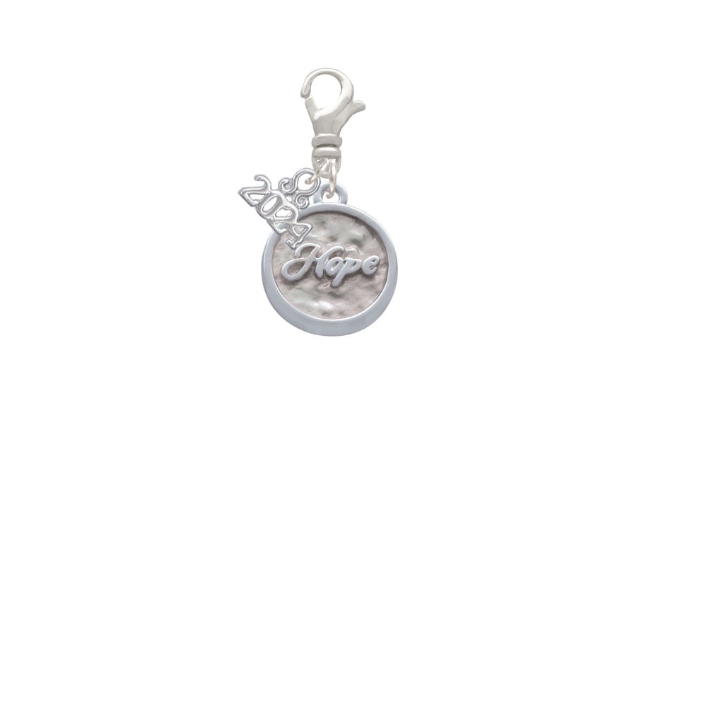 Delight Jewelry Silvertone Hope - Round Seal Clip on Charm with Year 2024 Image 2
