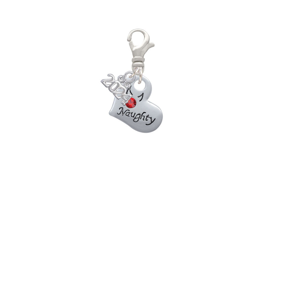 Delight Jewelry Silvertone Naughty or Nice Heart with Crystals Clip on Charm with Year 2024 Image 2