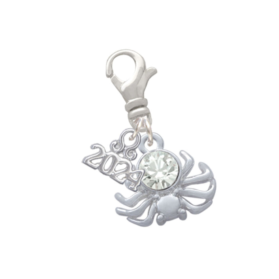 Delight Jewelry Silvertone 3-D Clear Crystal Spider Clip on Charm with Year 2024 Image 1