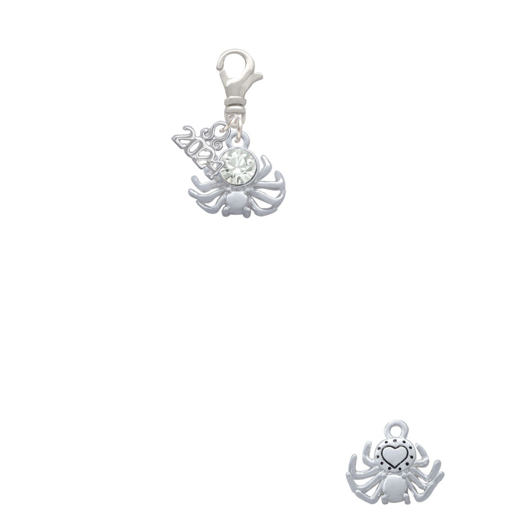 Delight Jewelry Silvertone 3-D Clear Crystal Spider Clip on Charm with Year 2024 Image 2