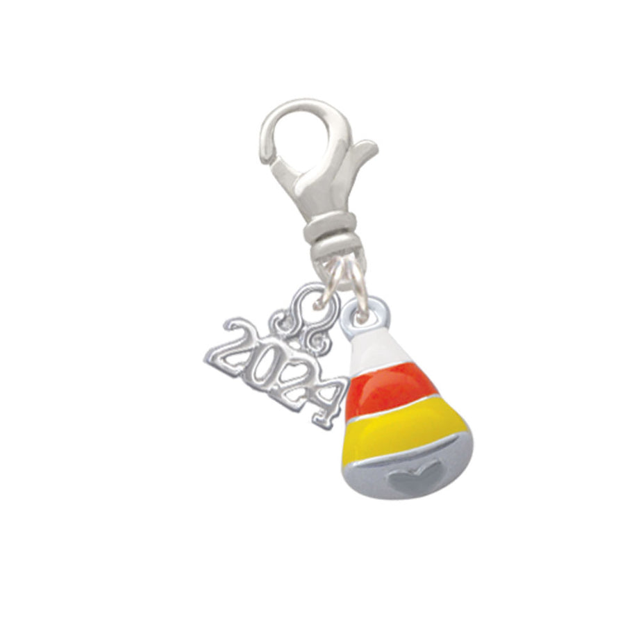 Delight Jewelry Silvertone Small 3-D Enamel Candy Corn Clip on Charm with Year 2024 Image 1