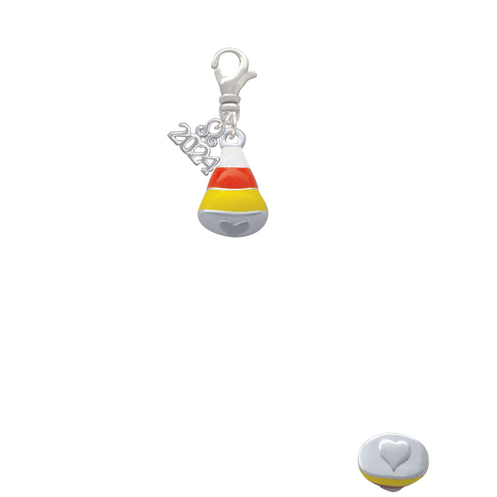 Delight Jewelry Silvertone 3-D Enamel Candy Corn Clip on Charm with Year 2024 Image 2