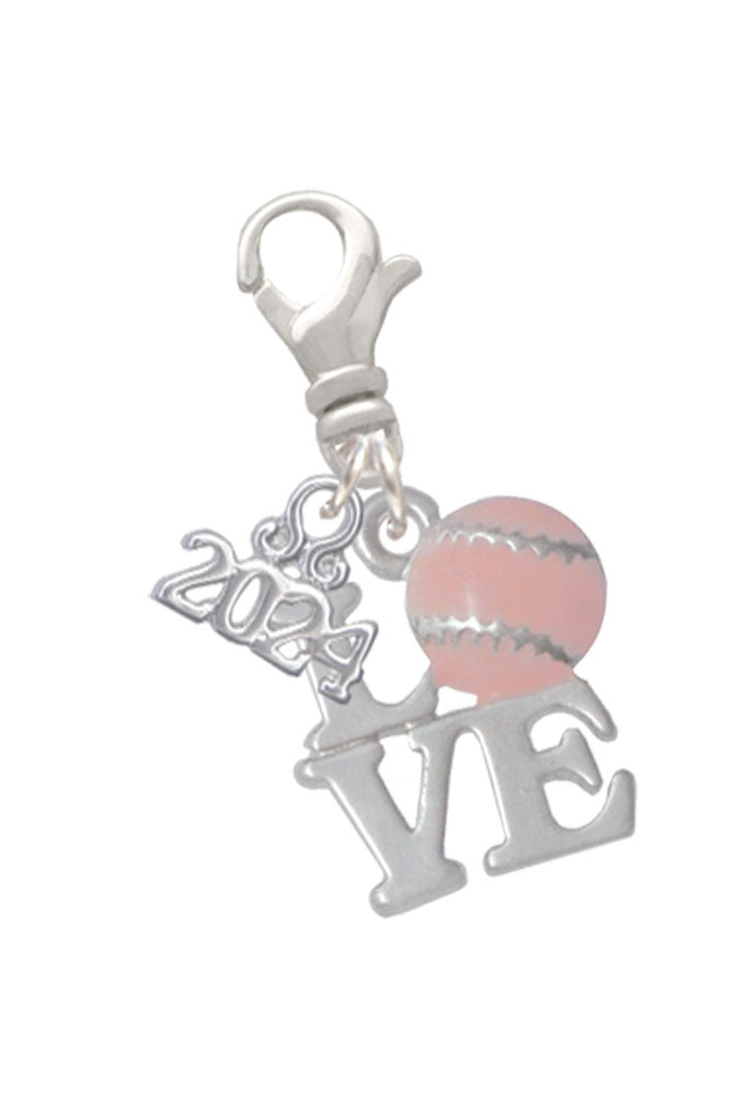 Delight Jewelry Love with Pink Softball Clip on Charm with Year 2024 Image 1