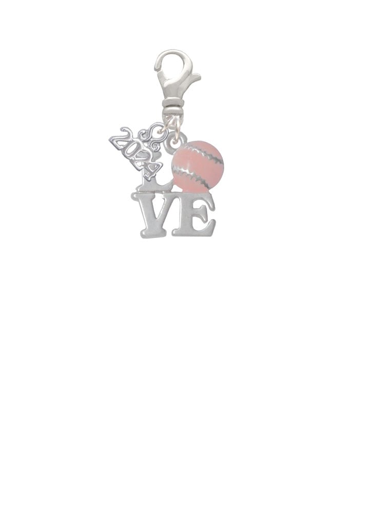 Delight Jewelry Love with Pink Softball Clip on Charm with Year 2024 Image 2