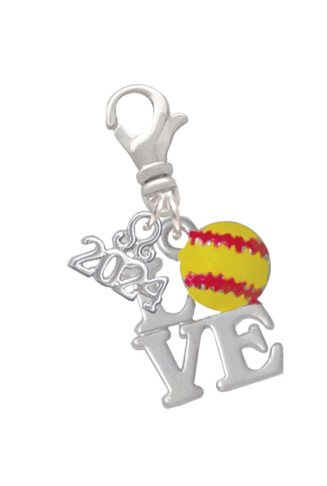 Delight Jewelry Love with Softball Clip on Charm with Year 2024 Image 1