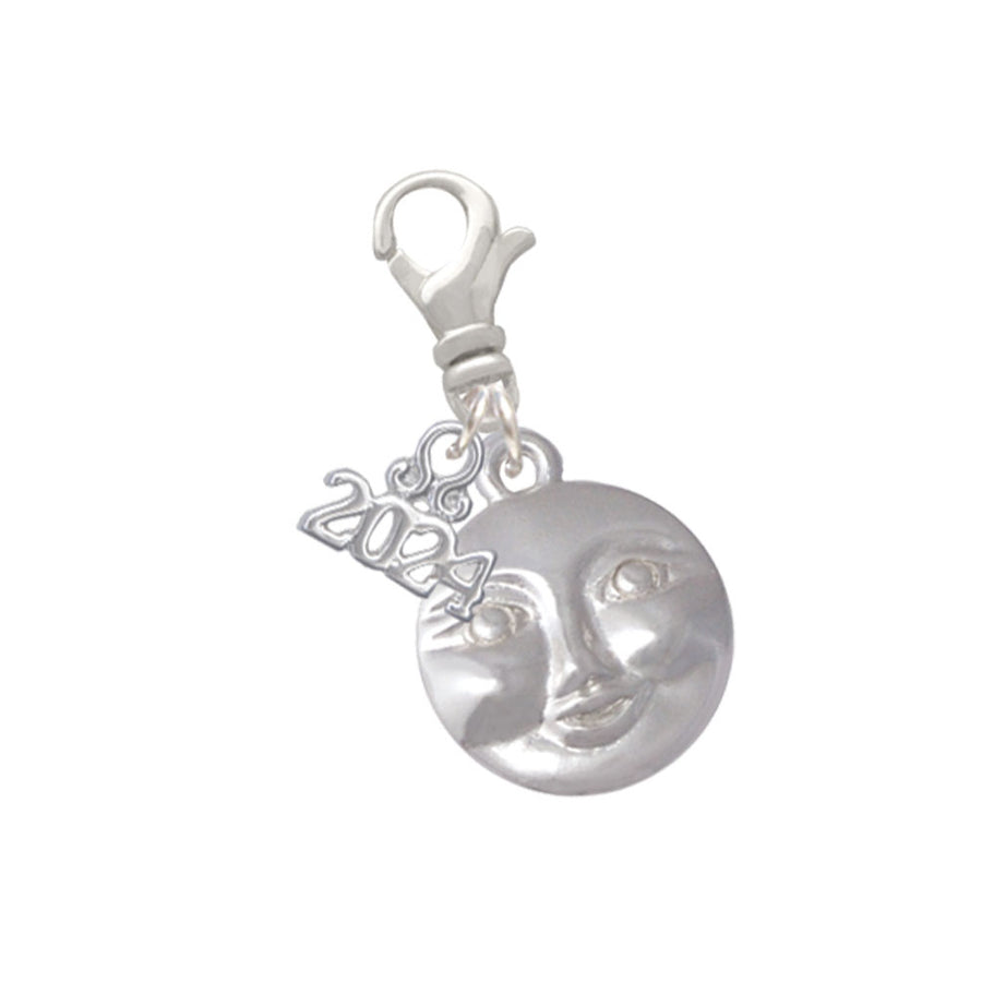 Delight Jewelry Silvertone Happy Moon Clip on Charm with Year 2024 Image 1