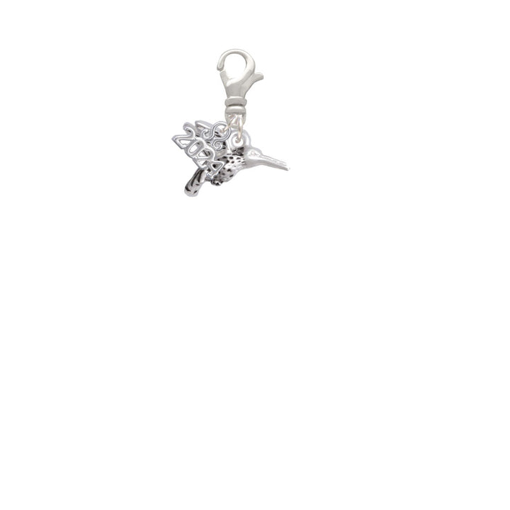 Delight Jewelry Silvertone Small 3-D Hummingbird Clip on Charm with Year 2024 Image 2