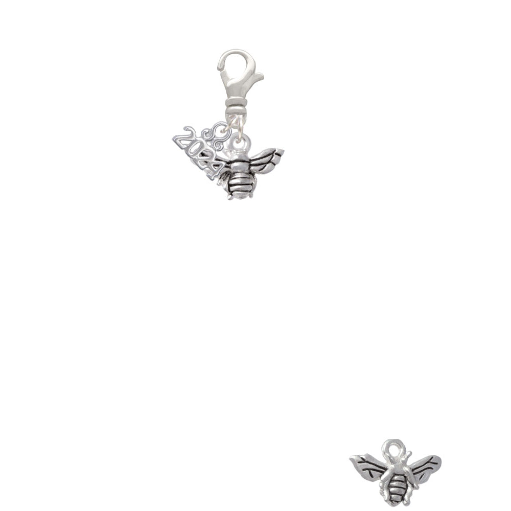 Delight Jewelry Silvertone Small 3-D Bee Clip on Charm with Year 2024 Image 2