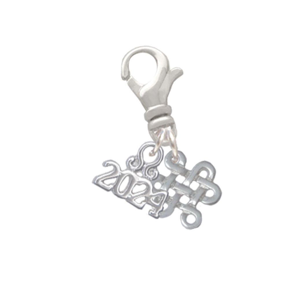 Delight Jewelry Silvertone Mini Open Infinity Knot Clip on Charm with Year 2024 Image 1