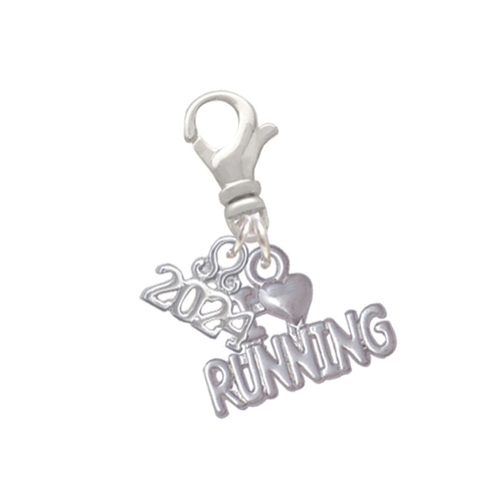 Delight Jewelry I Heart Running Clip on Charm with Year 2024 Image 1