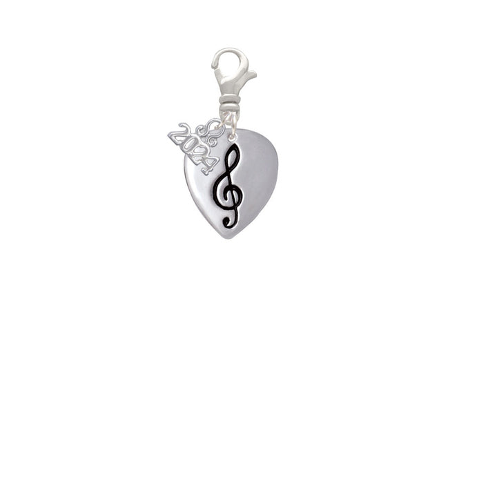 Delight Jewelry Silvertone Large Clef on Guitar Pick Clip on Charm with Year 2024 Image 2