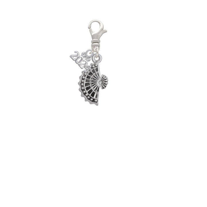 Delight Jewelry Silvertone Fan with AB Crystal Clip on Charm with Year 2024 Image 2