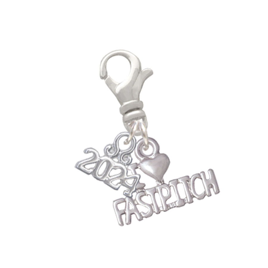 Delight Jewelry I Heart Fastpitch Clip on Charm with Year 2024 Image 1