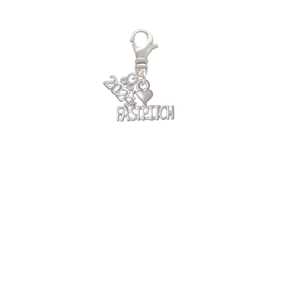 Delight Jewelry I Heart Fastpitch Clip on Charm with Year 2024 Image 2