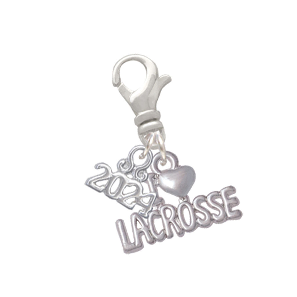 Delight Jewelry I Heart Lacrosse Clip on Charm with Year 2024 Image 1