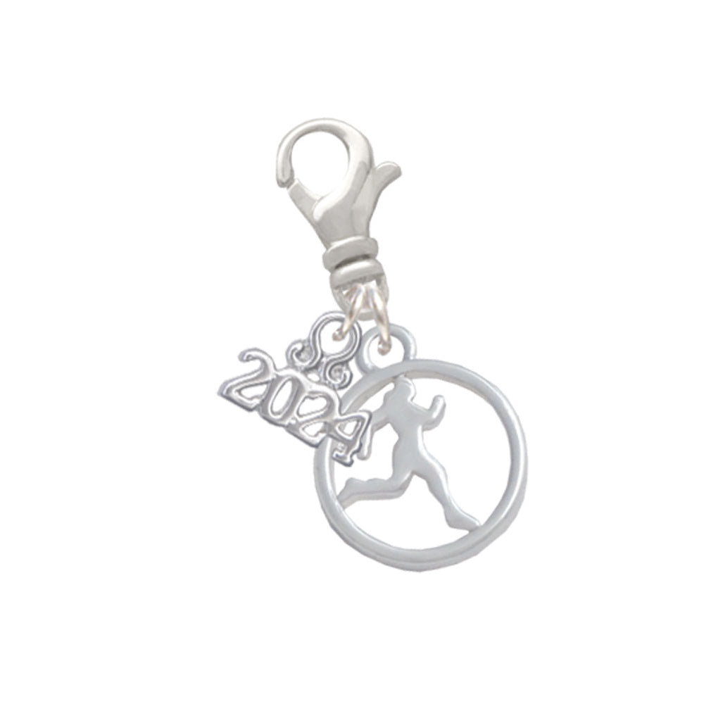 Delight Jewelry Runner Silhouette in 1/2 Disc Clip on Charm with Year 2024 Image 1