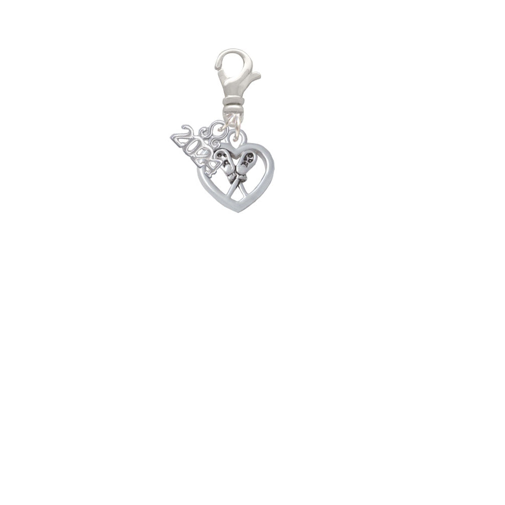 Delight Jewelry Lacrosse Sticks on Open Heart Clip on Charm with Year 2024 Image 2