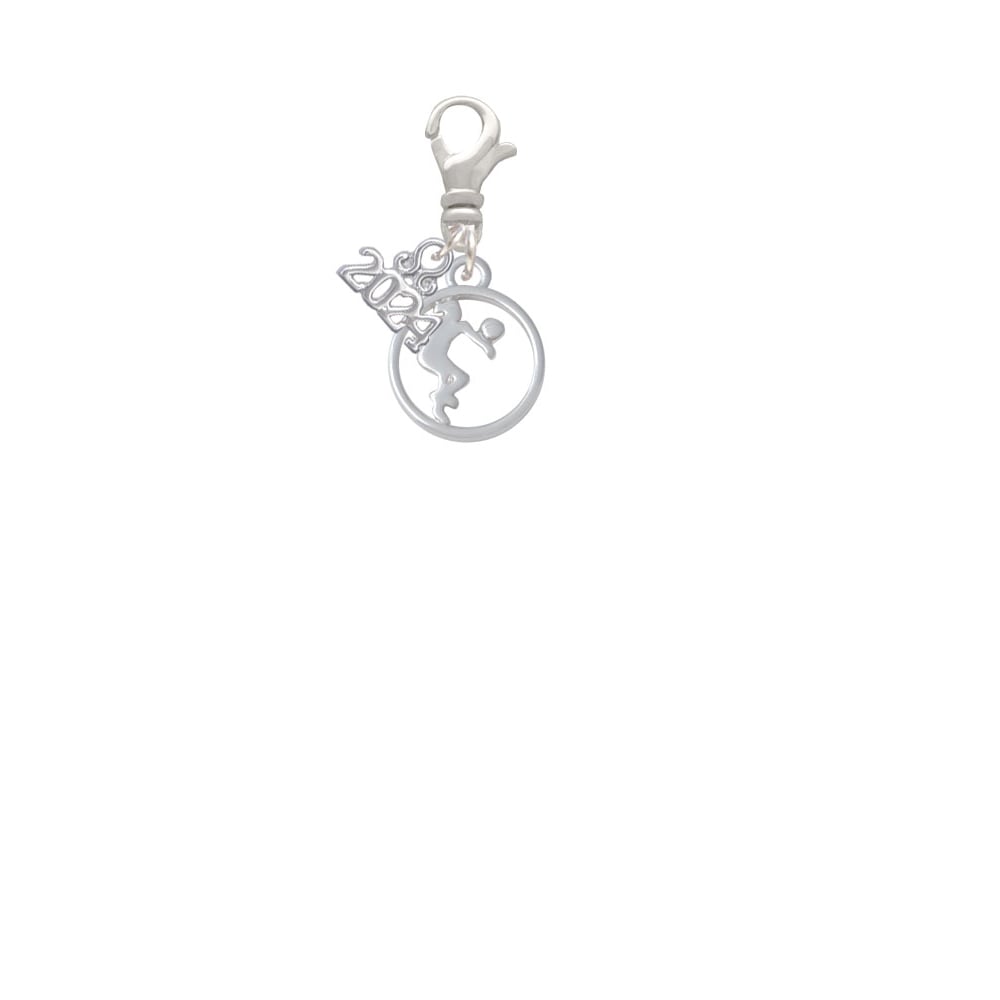 Delight Jewelry Volleyball Player Silhouette in 1/2 Disc Clip on Charm with Year 2024 Image 2