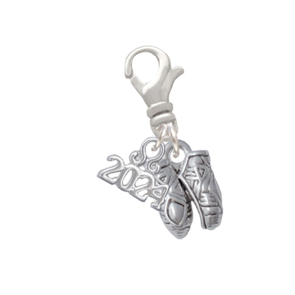 Delight Jewelry Silvertone Small Ballet Slippers Clip on Charm with Year 2024 Image 1