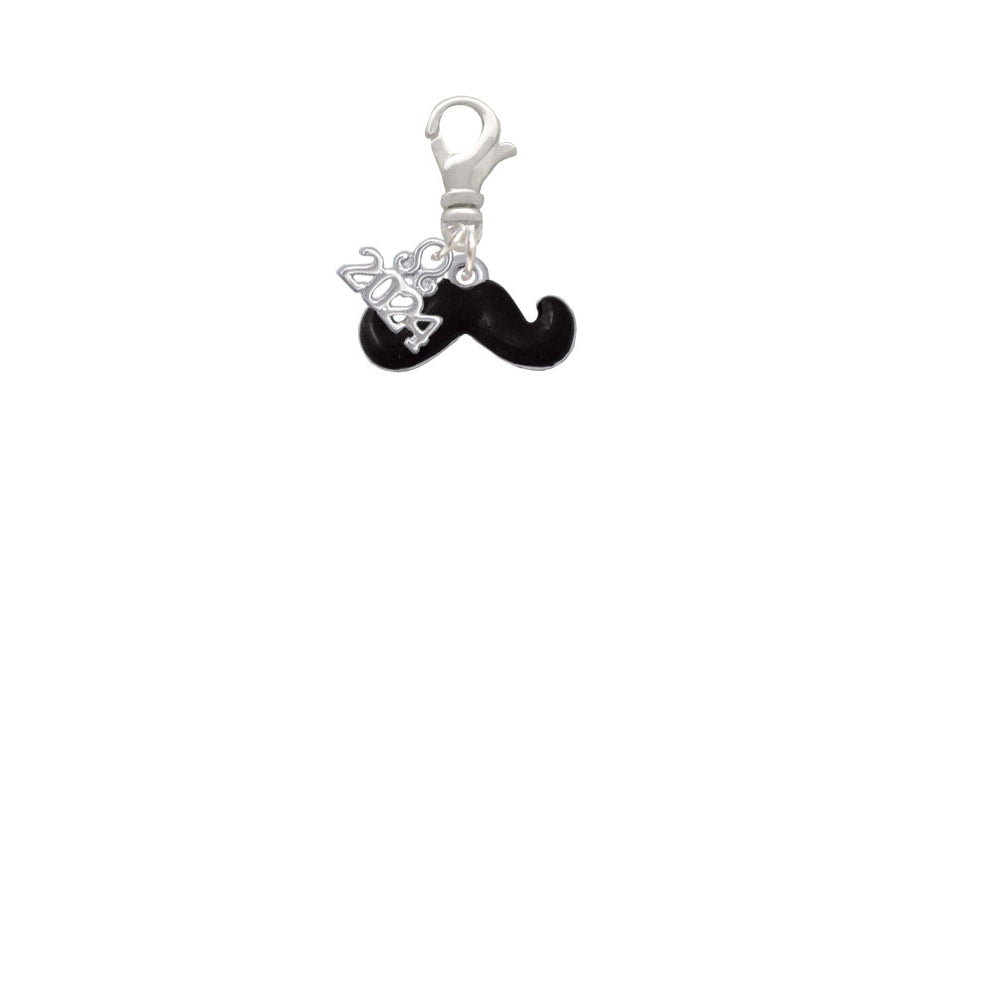 Delight Jewelry Silvertone Small Black Enamel Mustache Clip on Charm with Year 2024 Image 2