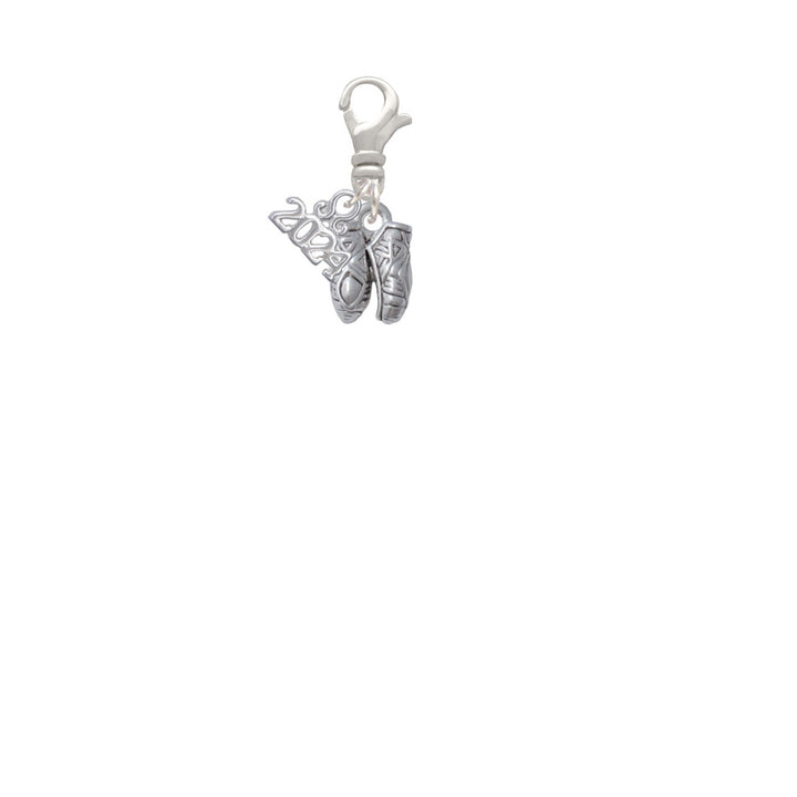Delight Jewelry Silvertone Small Ballet Slippers Clip on Charm with Year 2024 Image 2
