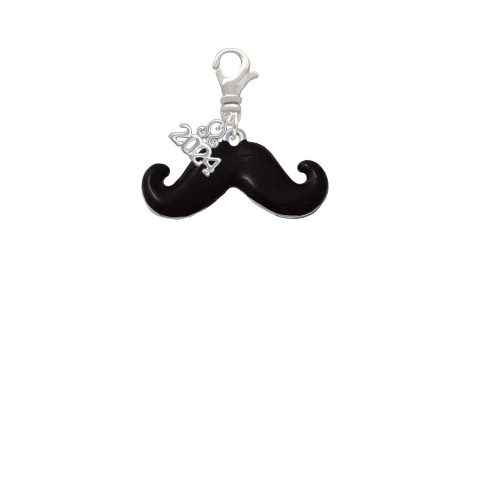 Delight Jewelry Silvertone Large Black Enamel Mustache Clip on Charm with Year 2024 Image 2