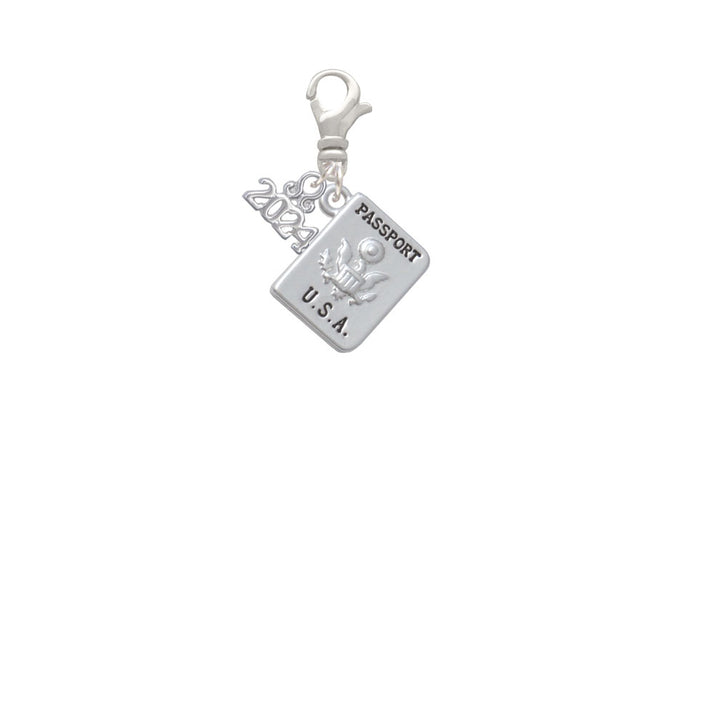 Delight Jewelry Silvertone Travel Passport Clip on Charm with Year 2024 Image 2