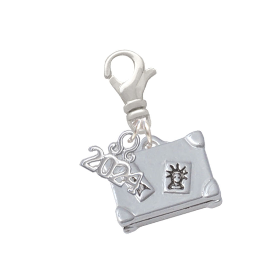 Delight Jewelry Silvertone Suitcase Clip on Charm with Year 2024 Image 1