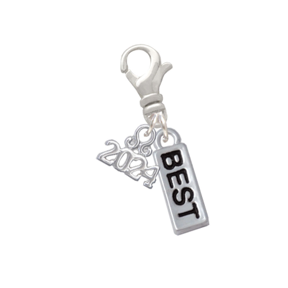 Delight Jewelry Silvertone Best Clip on Charm with Year 2024 Image 1